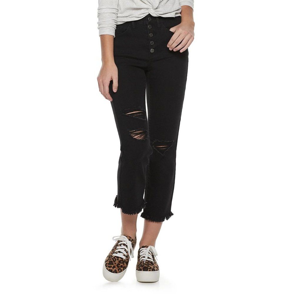 SO High Rise Distressed Denim Cropped Junior Pants
